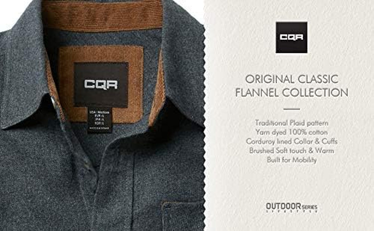 Men'S 100% All Cotton Button down Flannel Shirts, Long Sleeve Brushed Warm Soft Casual Outdoor Plaid Shirt