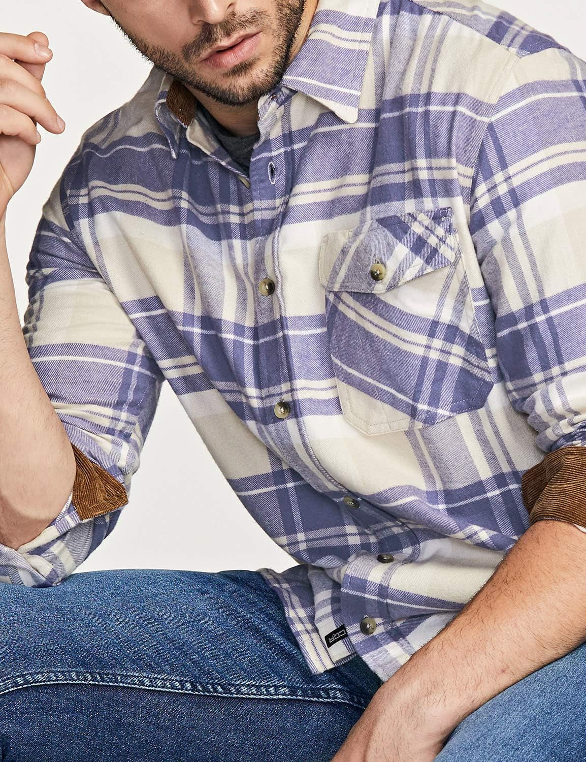 Men'S 100% All Cotton Button down Flannel Shirts, Long Sleeve Brushed Warm Soft Casual Outdoor Plaid Shirt