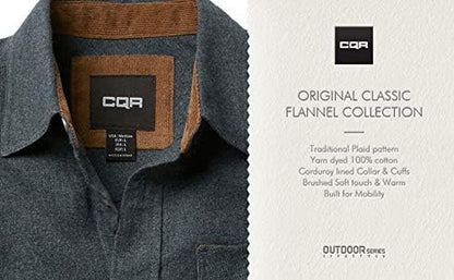 Men'S 100% All Cotton Button down Flannel Shirts, Long Sleeve Brushed Warm Soft Casual Outdoor Plaid Shirt